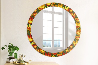 Round decorative wall mirror Retro tulips