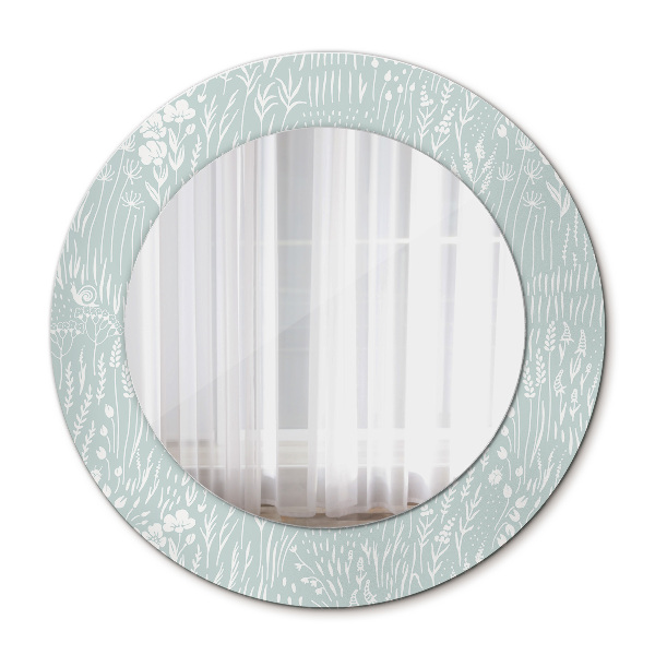 Round decorative wall mirror Hand drawn composition