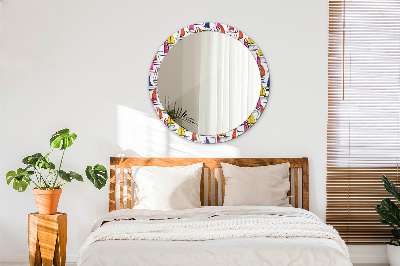 Round mirror decor Boat on the lake