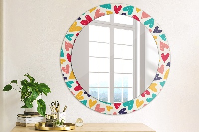 Round mirror decor Colorful hearts