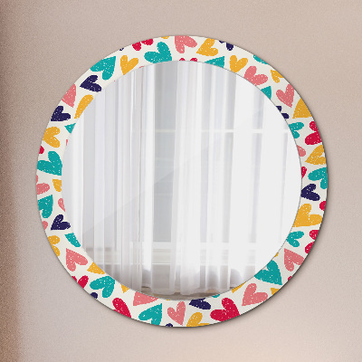 Round mirror decor Colorful hearts