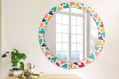 Round mirror decor Colorful hearts