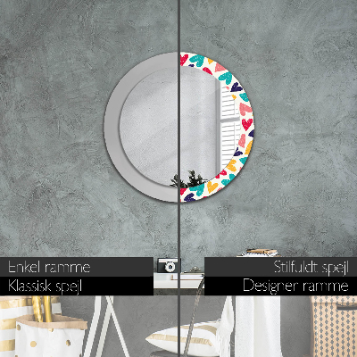 Round mirror decor Colorful hearts