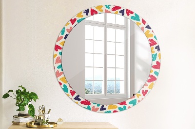 Round mirror decor Colorful hearts