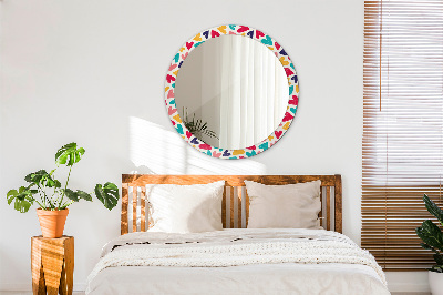 Round mirror decor Colorful hearts