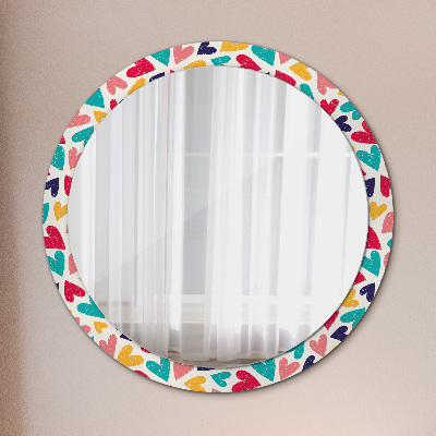 Round mirror decor Colorful hearts