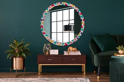 Round mirror decor Colorful hearts