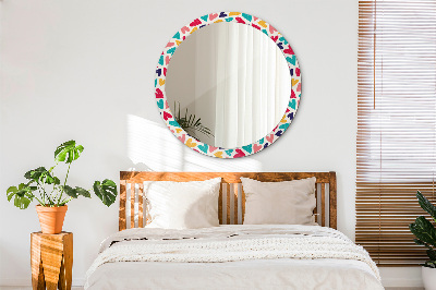 Round mirror decor Colorful hearts