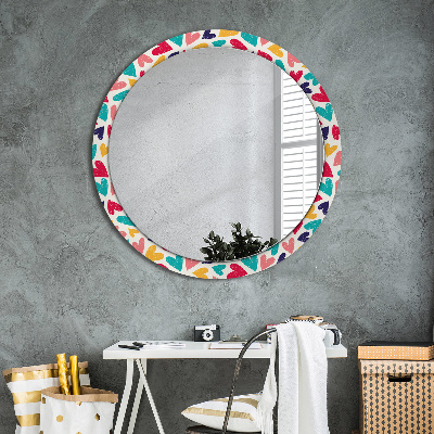 Round mirror decor Colorful hearts