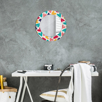 Round mirror decor Colorful hearts