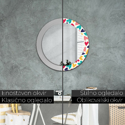 Round mirror decor Colorful hearts