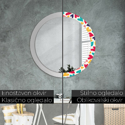 Round mirror decor Colorful hearts