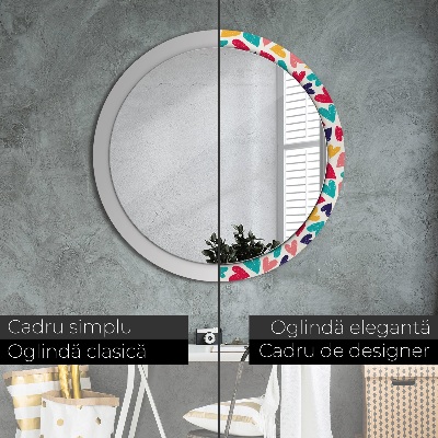 Round mirror decor Colorful hearts