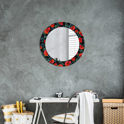 Round mirror print Red poppy