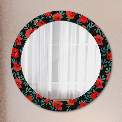 Round mirror print Red poppy