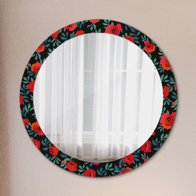 Round mirror print Red poppy