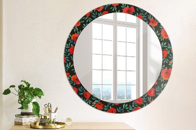 Round mirror print Red poppy