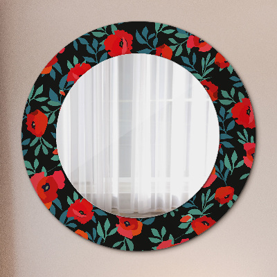 Round mirror print Red poppy