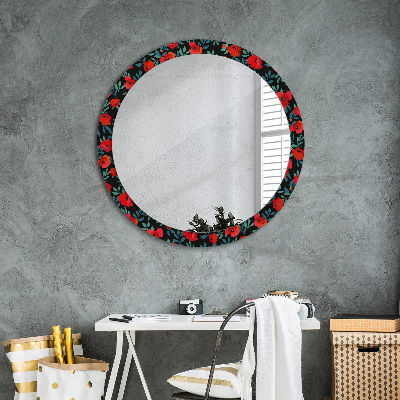 Round mirror print Red poppy