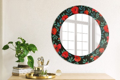 Round mirror print Red poppy