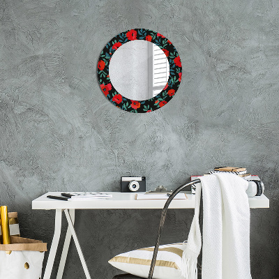 Round mirror print Red poppy