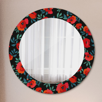 Round mirror print Red poppy