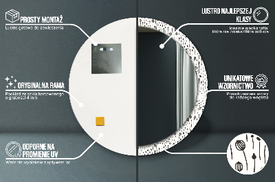 Round mirror printed frame Floral drawing
