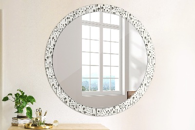 Round mirror printed frame Floral drawing