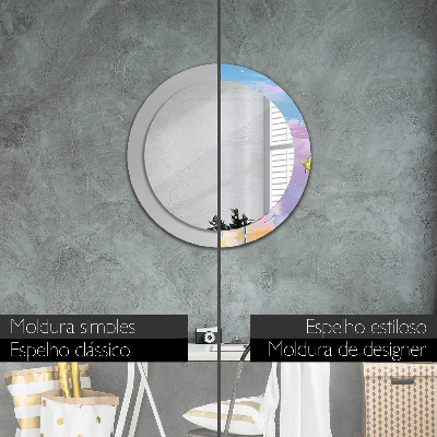 Round decorative wall mirror Oil paint texture