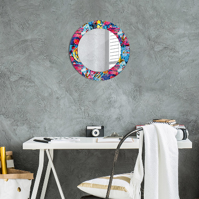 Round decorative wall mirror Colorful doodles