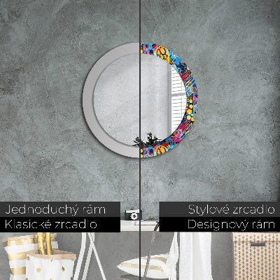 Round decorative wall mirror Colorful doodles