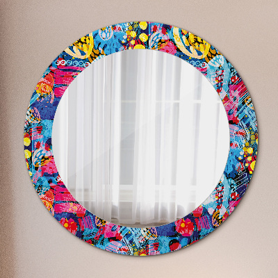 Round decorative wall mirror Colorful doodles