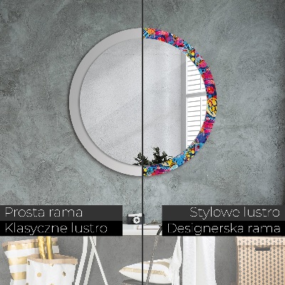 Round decorative wall mirror Colorful doodles