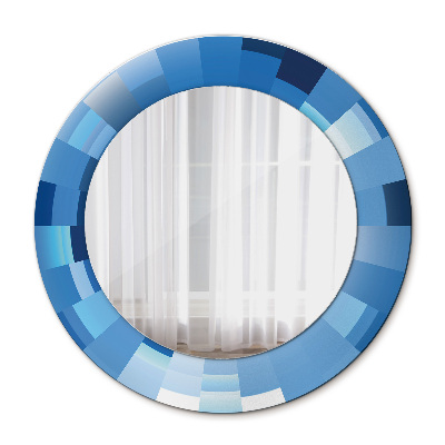 Round decorative wall mirror Blue abstract