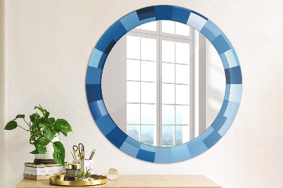 Round decorative wall mirror Blue abstract