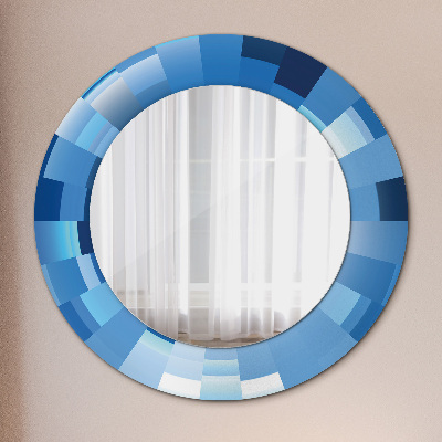 Round decorative wall mirror Blue abstract