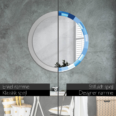 Round decorative wall mirror Blue abstract