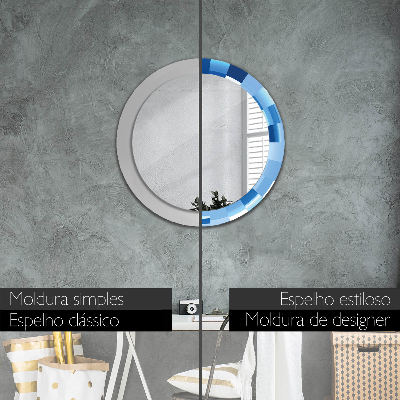 Round decorative wall mirror Blue abstract