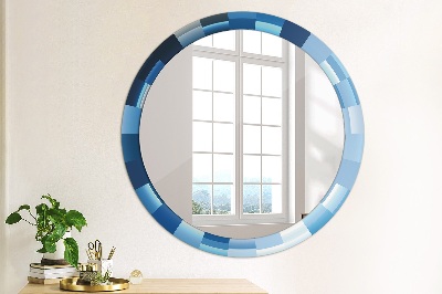 Round decorative wall mirror Blue abstract