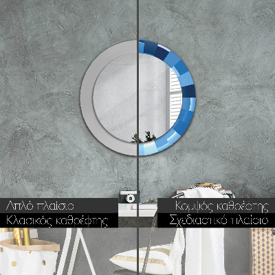 Round decorative wall mirror Blue abstract