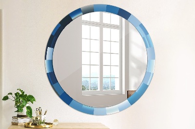 Round decorative wall mirror Blue abstract