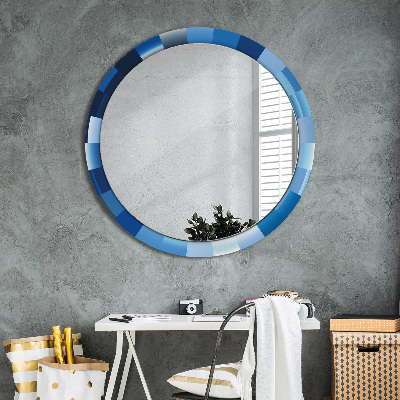 Round decorative wall mirror Blue abstract