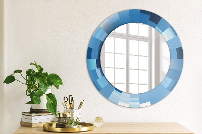 Round decorative wall mirror Blue abstract