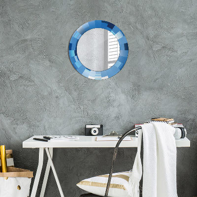 Round decorative wall mirror Blue abstract