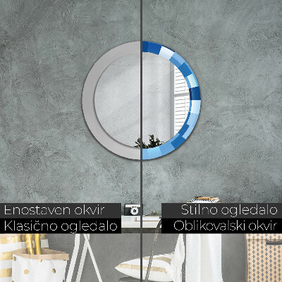 Round decorative wall mirror Blue abstract