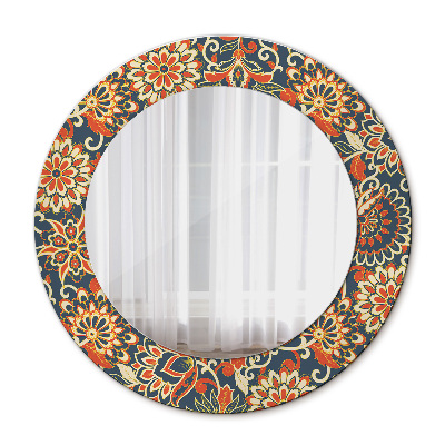 Round decorative wall mirror Vintage floral illustration