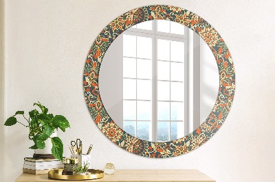 Round decorative wall mirror Vintage floral illustration