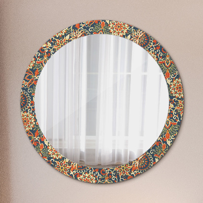 Round decorative wall mirror Vintage floral illustration