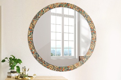 Round decorative wall mirror Vintage floral illustration