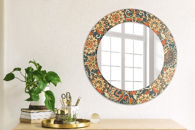 Round decorative wall mirror Vintage floral illustration